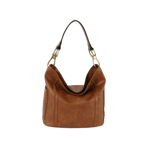 Whipstitch Ring Accented Hobo Bag