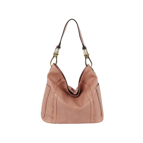 Whipstitch Ring Accented Hobo Bag