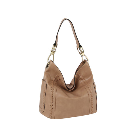 Whipstitch Ring Accented Hobo Bag