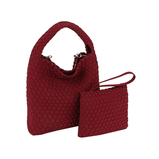 Contemporary Woven Hobo Handbag Set