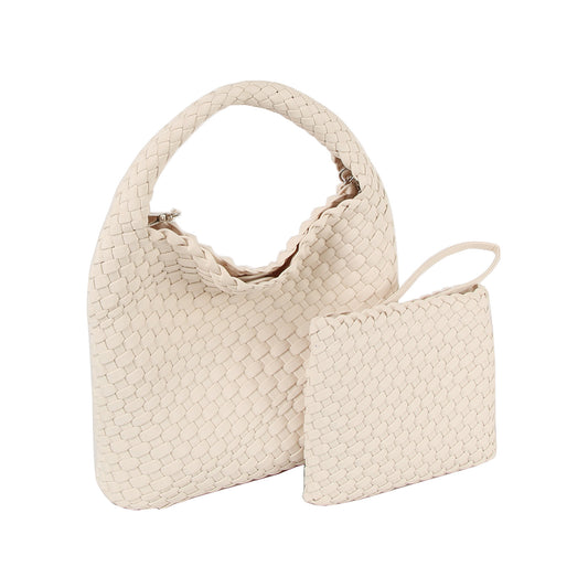 Contemporary Woven Hobo Handbag Set