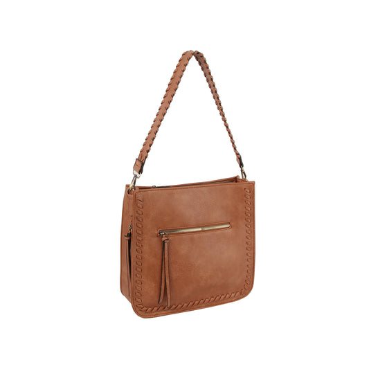 Whipstitch Accented  Hobo Handbag