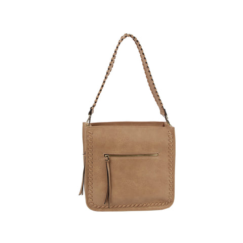 Whipstitch Accented  Hobo Handbag