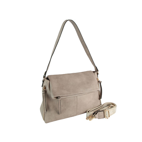 Unique Foldover Design Hobo Handbag