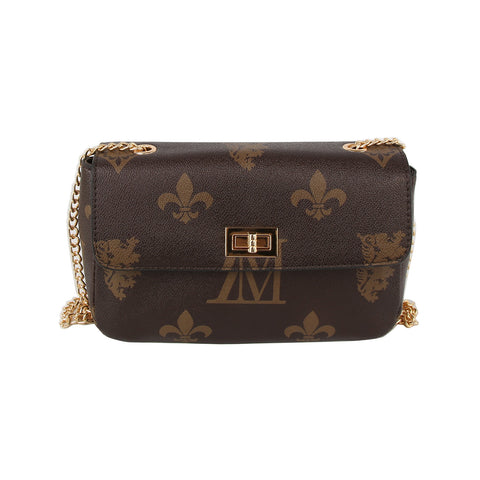 Monogram Print Lux Faux Leather Crossbody Bag