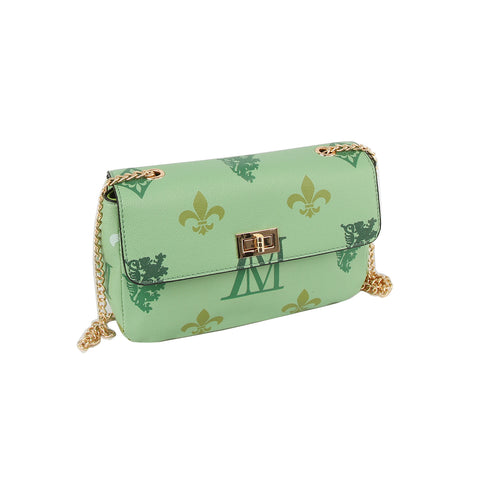 Monogram Print Lux Faux Leather Crossbody Bag