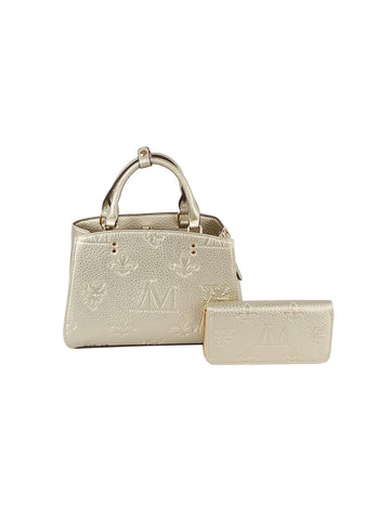 Two Piece Classic Signature Embossed Petite Hand Tote