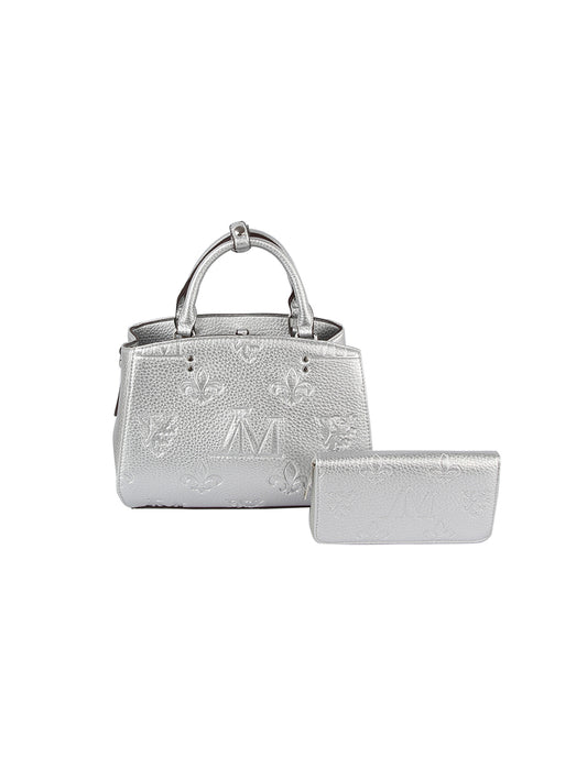 Two Piece Classic Signature Embossed Petite Hand Tote
