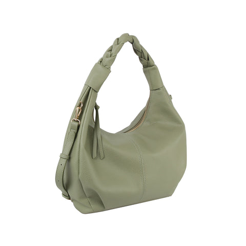 Braided Handle Classic Hobo Handbag