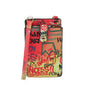The Urban Graffiti Cell Phone Crossbody Sling is a compact, rectangular faux leather bag with a colorful graffiti-style design—bold words and abstract shapes in red, green, yellow, and black—and a matching adjustable strap.