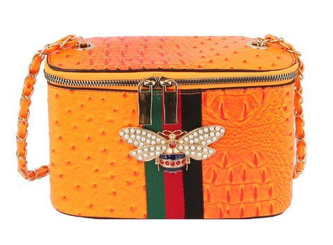 Rhinestone Bee Embossed Shoulder Bag