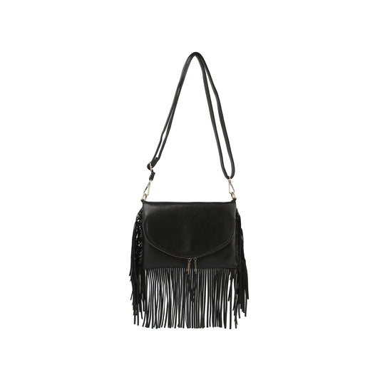 Fringe Front Flap Shoulder Bag