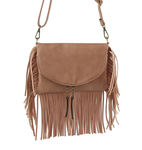 Fringe Front Flap Shoulder Bag