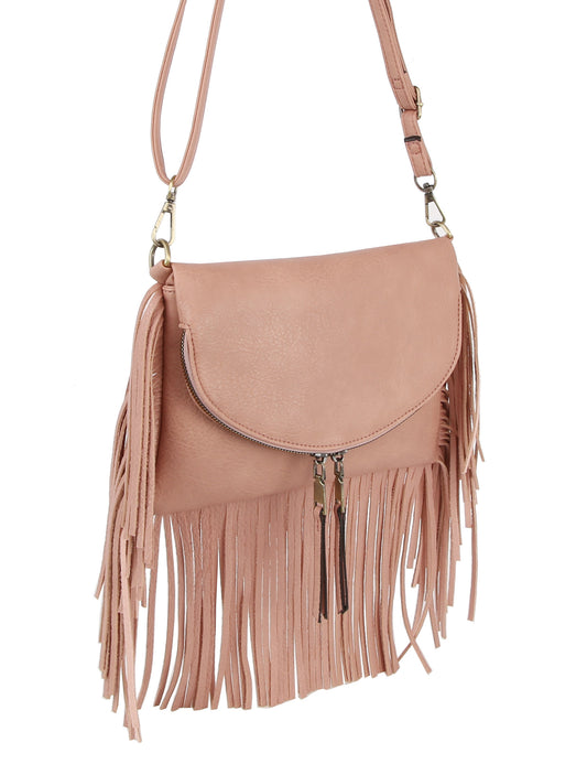 Fringe Front Flap Shoulder Bag