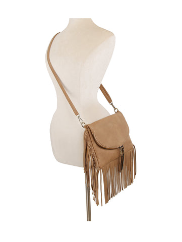 Fringe Front Flap Shoulder Bag