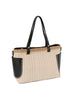 End Pocket Straw Tote Handbag