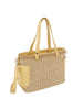 End Pocket Straw Tote Handbag