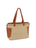 End Pocket Straw Tote Handbag