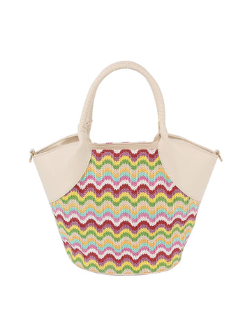 Straw Design Tote Handbag