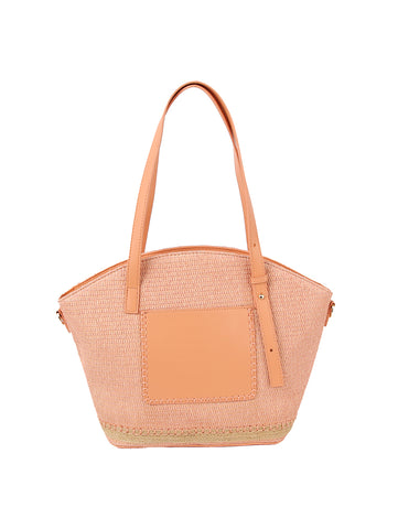 Front Pocket Straw Tote Handbag