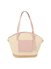 Front Pocket Straw Tote Handbag
