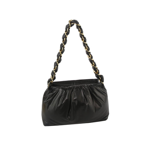 Puffy Chain Shoulder Bag with Metallic Shine