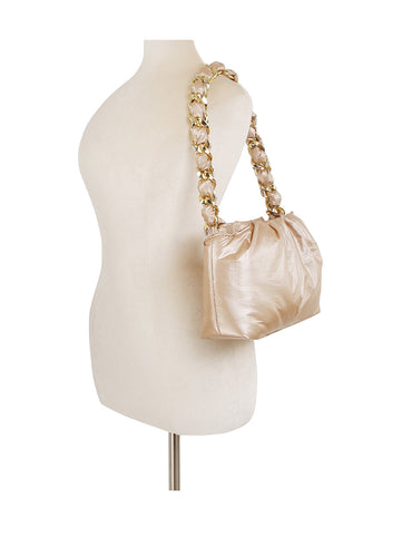 Puffy Chain Shoulder Bag with Metallic Shine