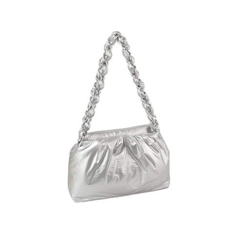 Puffy Chain Shoulder Bag with Metallic Shine