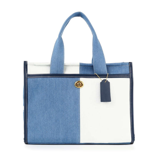 Color Block Denim Hand Tote