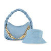 Chain Accented Denim Hobo And Hat Set