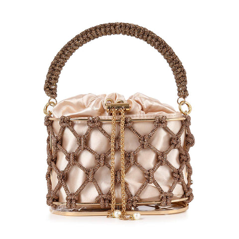 Drawstring Metal Frame Evening Bag