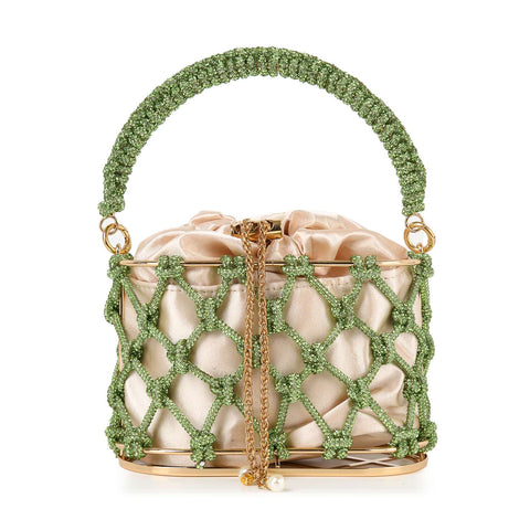 Drawstring Metal Frame Evening Bag