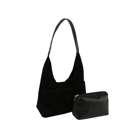 Tall 2 In 1 Sueded Hobo Handbag