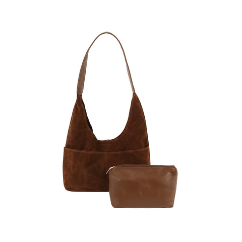 Tall 2 In 1 Sueded Hobo Handbag