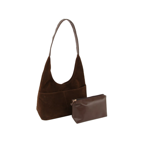 Tall 2 In 1 Sueded Hobo Handbag