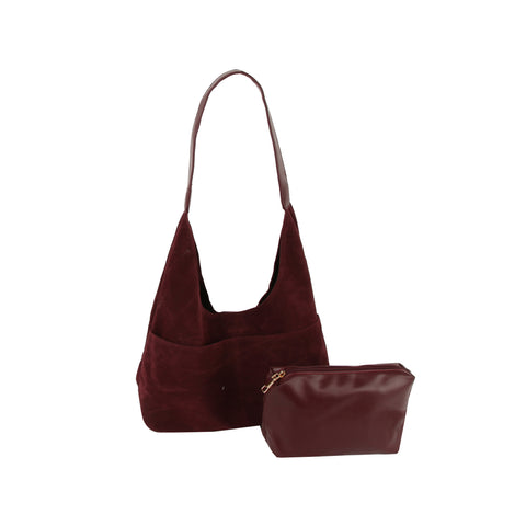 Tall 2 In 1 Sueded Hobo Handbag