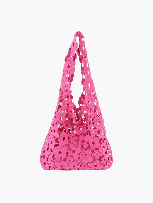 Woven Floral Hobo Handbag