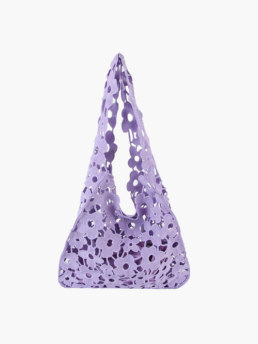 Woven Floral Hobo Handbag