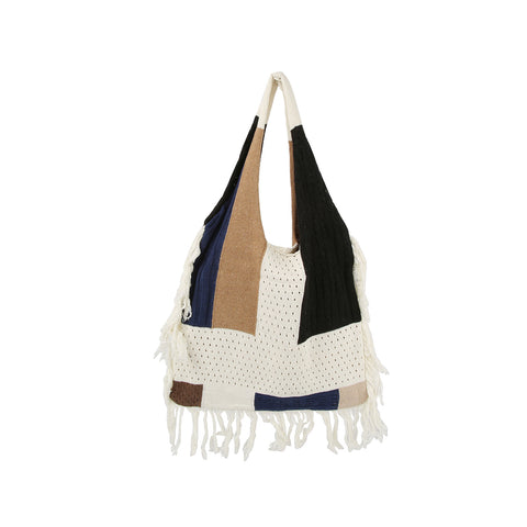 Boho Patchwork Knit Hobo Bag