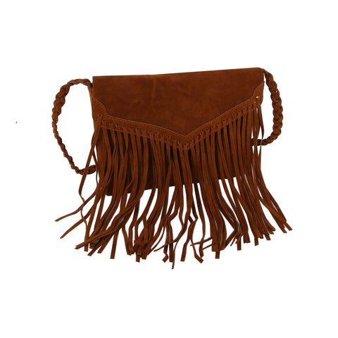 Sueded Fringe Crossbody Bag