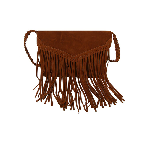 Sueded Fringe Crossbody Bag