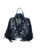 Denim Fringe Motorcycle Jacket Backpack