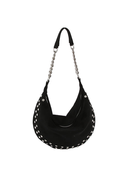 Rhinestone Studded Chain Hobo Handbag