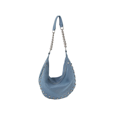 Rhinestone Studded Chain Hobo Handbag