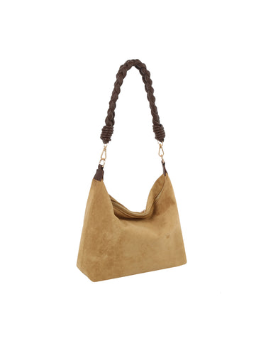 Braided Suede Slouch Hobo