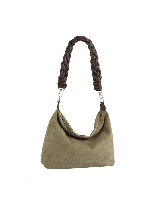 Braided Suede Slouch Hobo