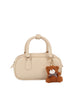 Compact Boxy Tote with Cute Teddy Charm