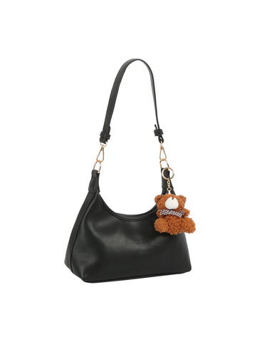 Curved Mini Shoulder Bag with Teddy Charm