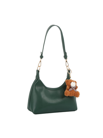 Curved Mini Shoulder Bag with Teddy Charm