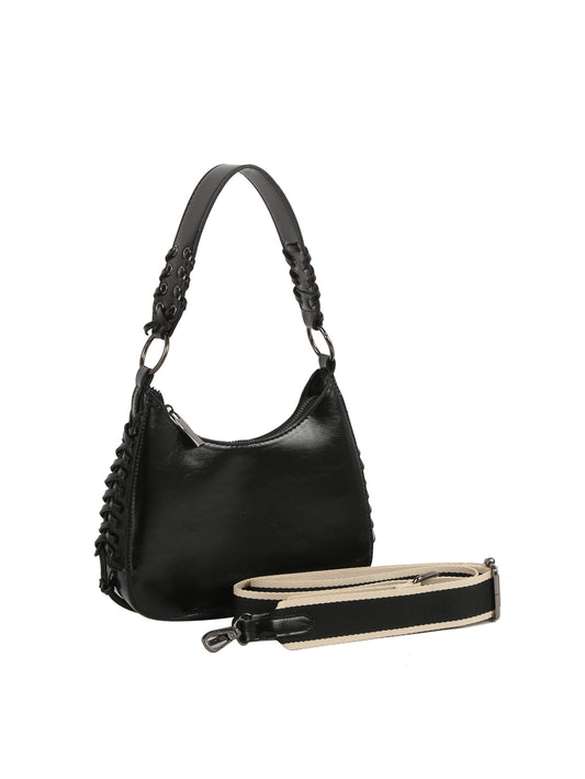 Braided Handle Mini Shoulder Bag with Detachable Strap